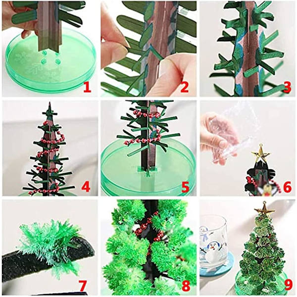 Mini joulukuusi taika kasvaa, Crystal Paper Tree Toy, Magic Growing Crystal joulukuusi