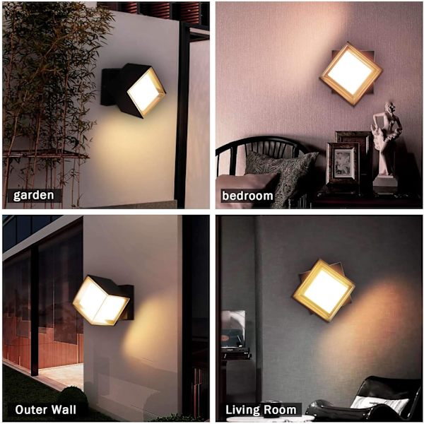 LED-ulkoseinävalaisin 12W IP66 Vedenpitävä seinävalaisin Moderni ulkovalaisin pihalle, puutarhaan, pylvääseen, terassille, seinän lähelle, kanava, lämmin valkoinen 3000K