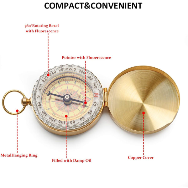 Kompass campingutrustning överlevnadsutrustning vattentät lysande kompass