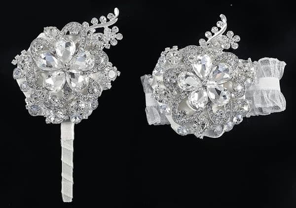 2 stk. Krystal Diamant Bryllupsblomster Sæt Håndled*1 Brud og Bryllupsblomster*1 Brudgom Bryllupsfest