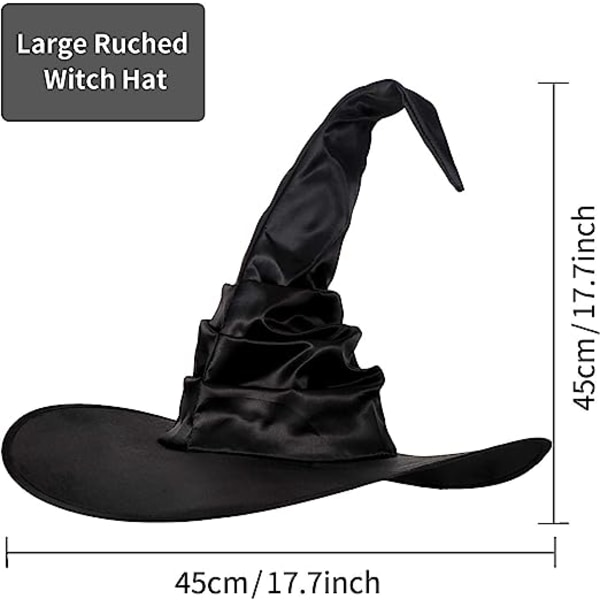 Halloween Häxhatt Kostym Stor Ruched Witch Hat Party Accessoar för Halloween