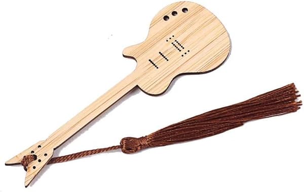 Design Gitarr Bambu Bokmärke med Tofsar för DIY-projekt och Presentetiketter-D D