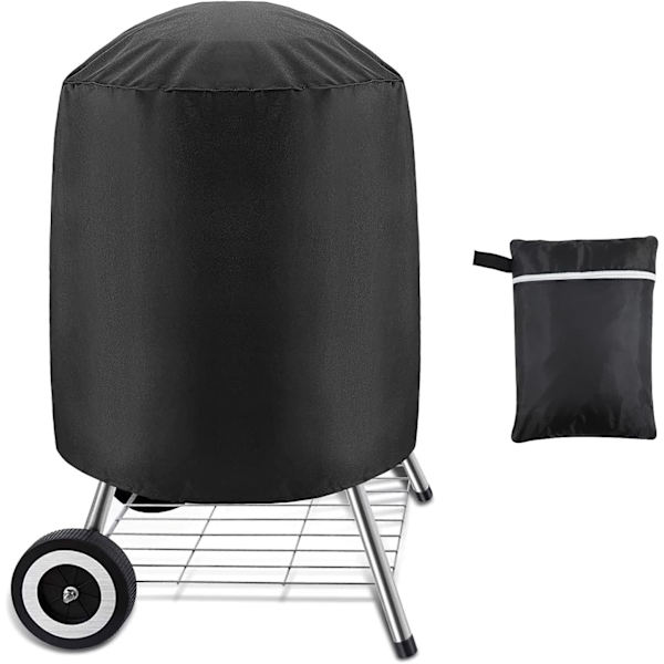 Grillöverdrag i kol, Vattentätt överdrag för utomhusgrill, Rund grillöverdrag 61*72cm, Svart (61 x 72cm)