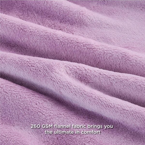 Flannel koral tæppe sofa kast - alsidigt tæppe fluffy blødt kast til seng og sofa Twin/Double, lys lilla, 150x200cm