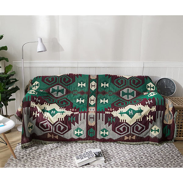 Sofateppe, Sofaoverkast, Sengeteppe, Sofatrekk med Pompom, 130cm*180cm