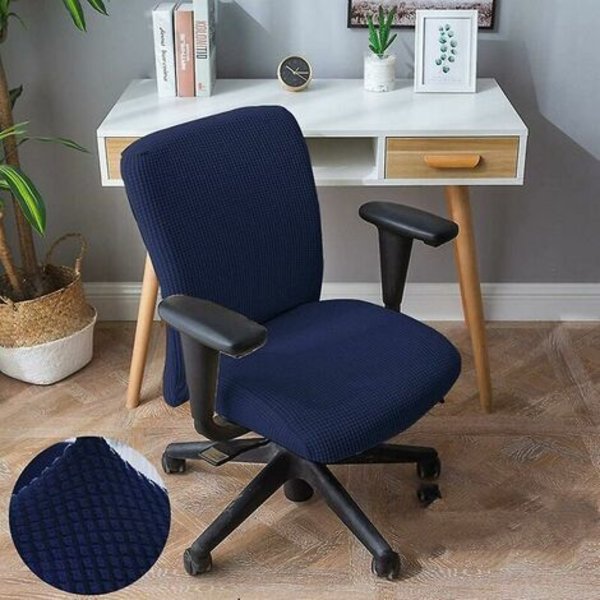 Kontorstol Svingbar Stretch Sofa Trekk Setetrekk for Kontorstol Svingstol, Mørkeblå