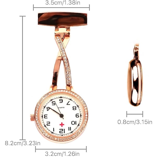 Kvinnor i kors och kors sjuksköterska Fob Watch Brosch Quartz FOB Pocket Medical Watch, Lapel Pin för Clip-on hängande watch för kvinnor