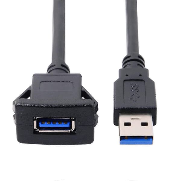 1M Vandtæt Enkelt USB 3.0 Forlænger Låsemontering Bil AUX Kabel til Instrumentbrætpanel