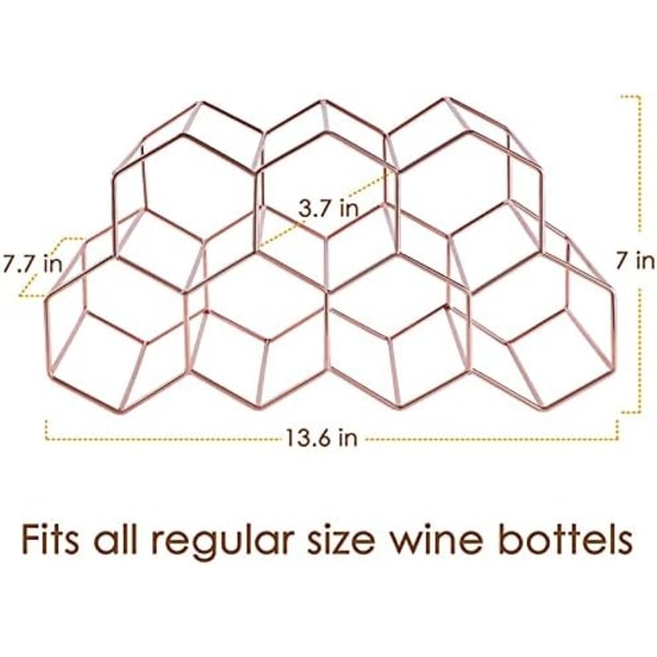 Vinstativ - 7 flaskeholder til vinopbevaring, fritstående vinstativ til vinkælder bar skab, stand vinstativ til køkken rose guld