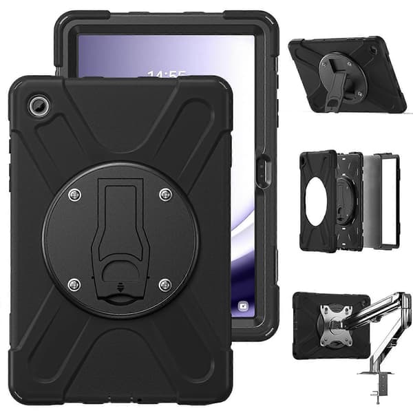 Fodral för Samsung Galaxy Tab A9+ med Ställ PC+Silikon Tablet Skydd