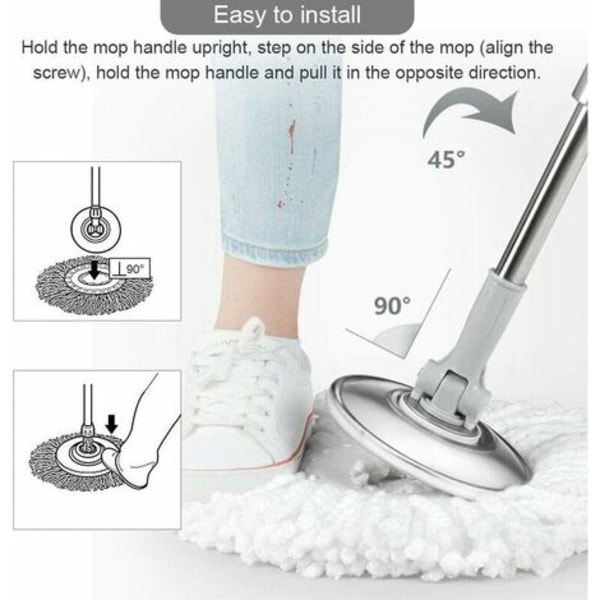3 kpl mikrokuituinen moppipää, moppipää, pyöreä vaihtomoppipää 360° pyörivä moppipää 360° pyörivään lattiamoppaan (halkaisija 16 cm)