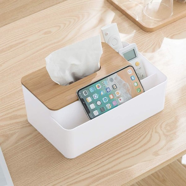 Multifunktionel Tissue Box Rektangulær Facial Tissue Holder Dispenser til Spisestue, Køkken, Soveværelseskommoder og Hjemmeindretning