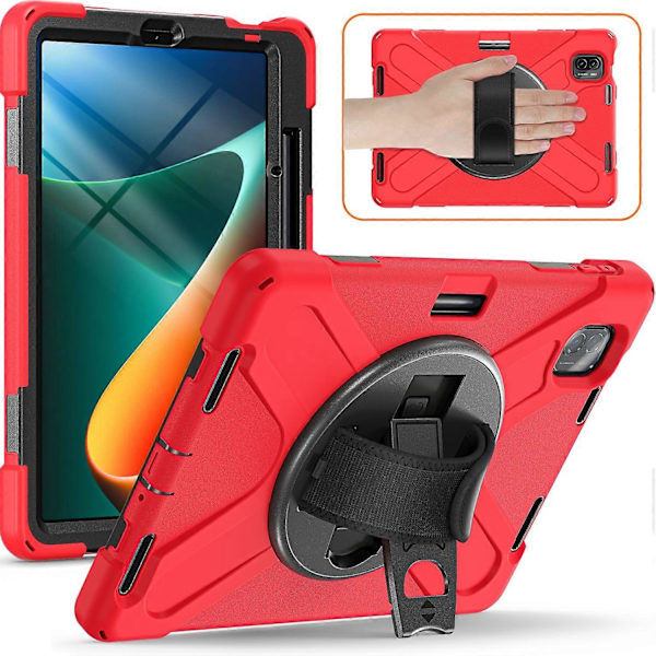 Fodral för Xiaomi Pad 5/Pad 5 Pro med Ställ, PC+Silikon, Robust Tablettskydd med Handrem