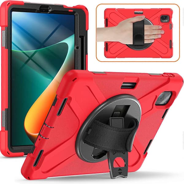 For Xiaomi Pad 5/Pad 5 Pro Deksel Stativ PC+Silikon Robust Nettbrettdeksel med Håndstropp