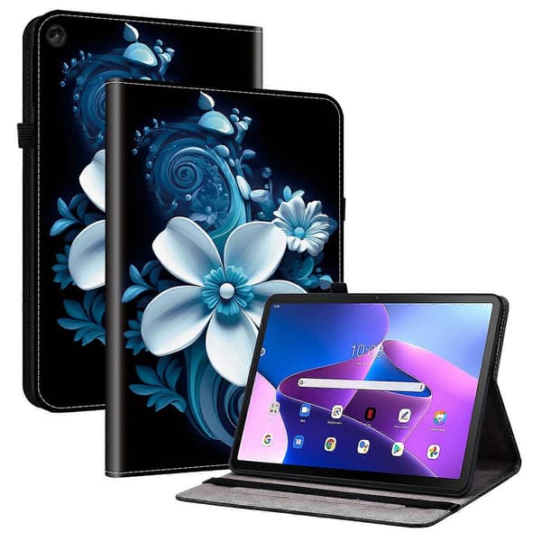 Läderfodral med mönster och ställ för Lenovo Tab M10 Plus (3:e generationen) med kortfack