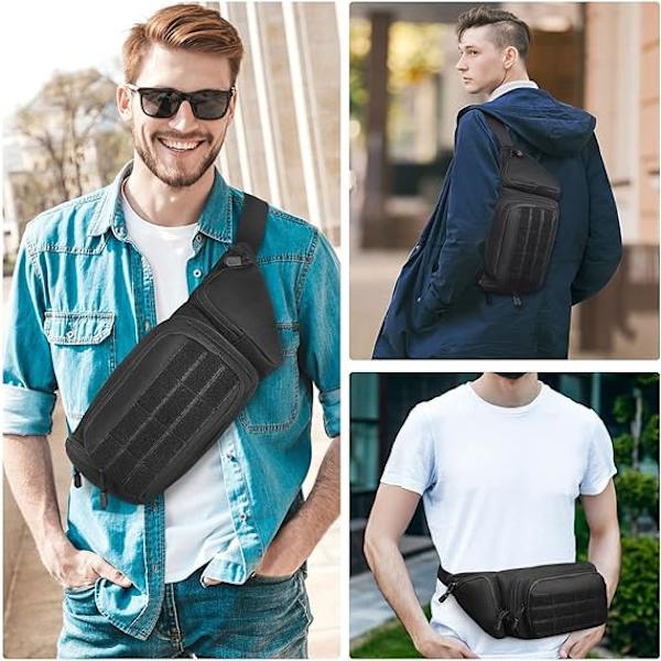 Taktisk midjeväska Militär Bumbag, Bumbag för vandring löpning hundpromenad black