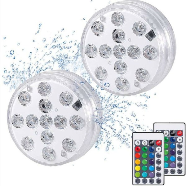 Dykning LED-ljus 2-pack med 13 LED RGB dekorativa dyk LED-ljus med RF-fjärrkontroll