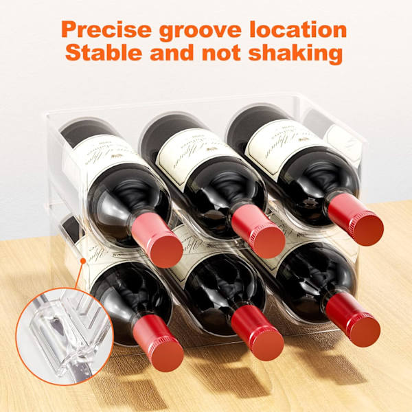 2 stk. flaskeholder, stabelbar plastikflaskeholder til 6 flasker vin eller andre drikkevarer