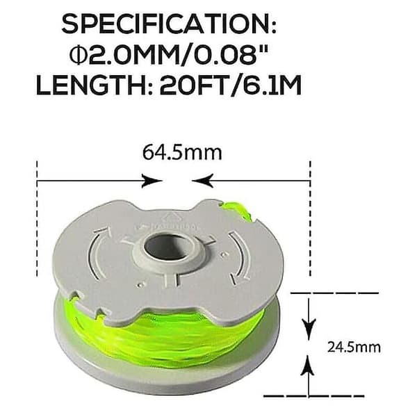 6 stk. nylontrådspoler WA0014 for Worx gresstrimmer, DCQW
