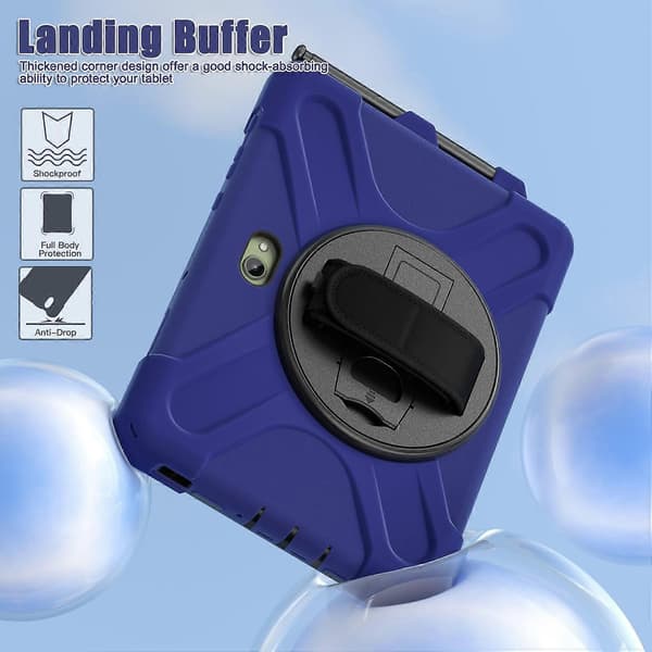 Samsung Galaxy Tab Active5 Pro -kotelo, pyörivä jalusta, PC+silikoni, käsiremmi, tablettisuojus