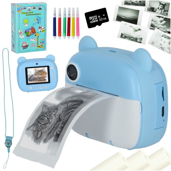 Kamera med utskrift för barn - Polaroidkamera blue