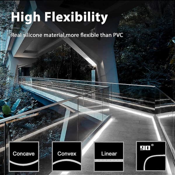 2M LED, dimbar 12V 3000K varmhvit neon LED lysstripe, IP67 vanntett