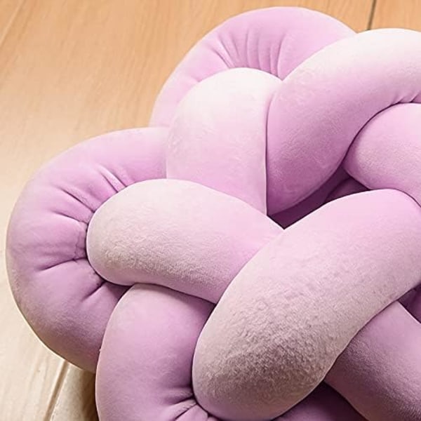 Dekorationskudde för barnrum, knutbollskudde, rund vävd kudde, kudde för babytupplur, dekoration för sovrum och vardagsrum (rosa) Pink