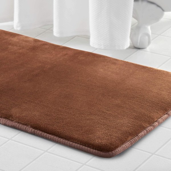 Memory skum bademåtte skridsikker absorberende super hyggeligt fløjls badeværelse tæppe til badeværelse Brown 17" X 24"