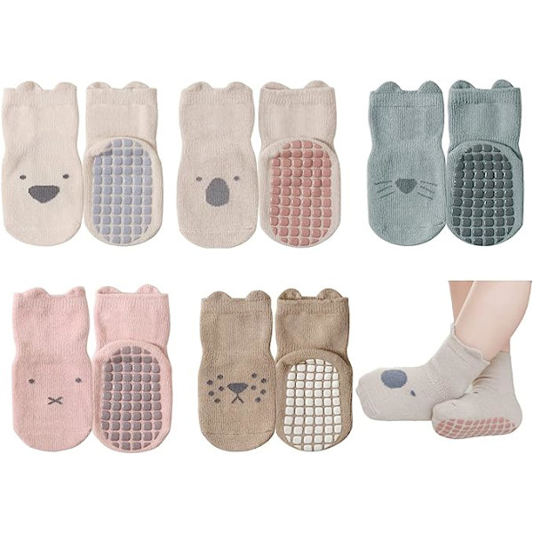 Tegneserie Baby Girl Boy Garter Grip Sailor Slipper Socks All Weather 5 Par