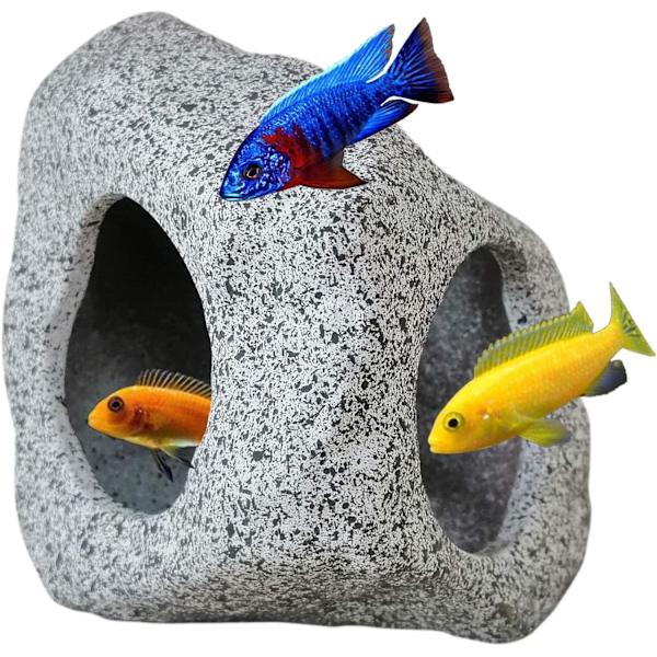 Akvariumskjulested for akvatiske kjæledyr for avl, lek og hvile, trygge og giftfrie keramiske ornamenter, dekorativ stein for kampfisk