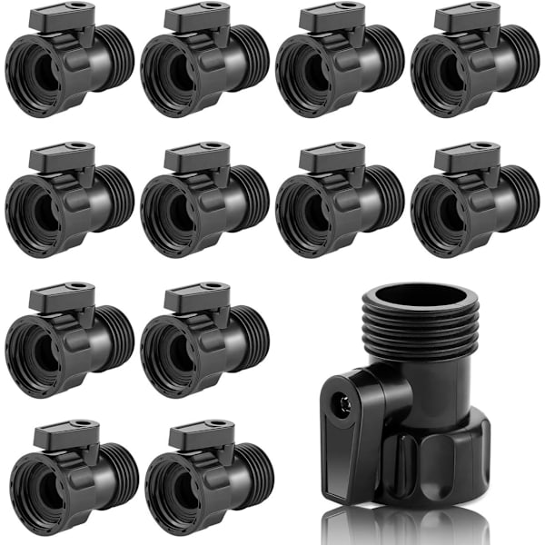 12 stk 3/4'' Plast hageslange stengeventil, Vann slange stengeventil, Stenge-kuleventil