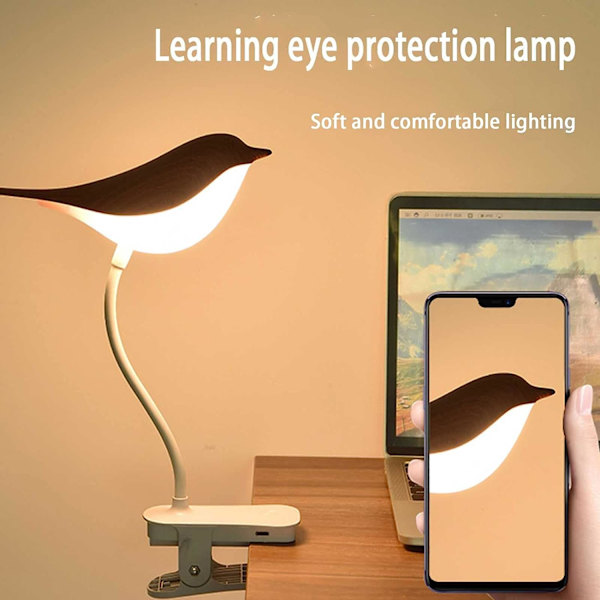 LED-kiinnitettävä lukulamppu linnuille, silmiä suojaava LED-kirjavalo, kiinnitettävä valo 3 kirkkauden tasolla