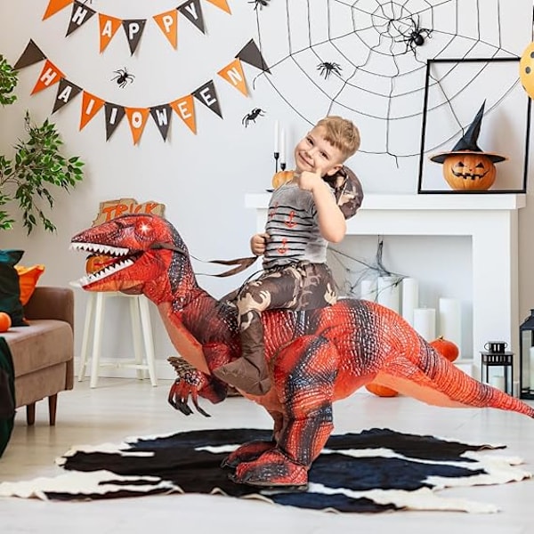 Oppusteligt dinosaurkostume til børn Halloween-kostumer drenge piger sjovt oppusteligt kostume til Halloween-fest cosplay 55in/140