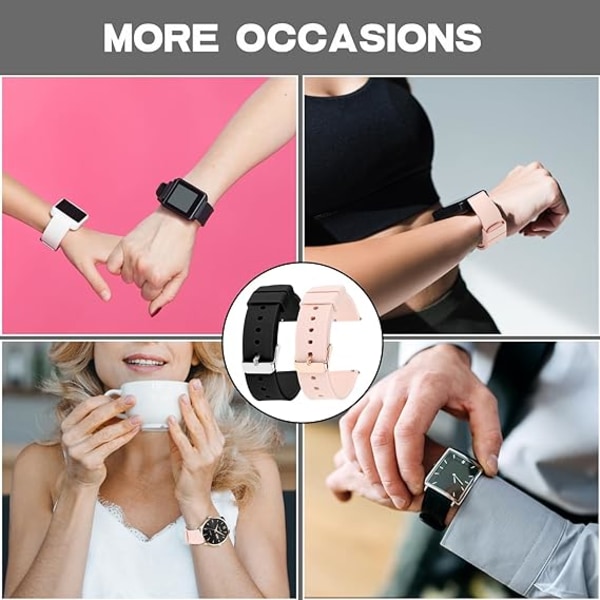 2 Pcs Silicone Watch Bands, Waterproof Soft Watch Straps  Compatible with Smart Watch Sport Watch Wrist Straps for Men Women