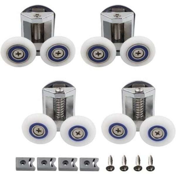 4-pack duschdörrrullar 2 upp och ner rullar 26mm zinklegering duschdörr ersättningskit