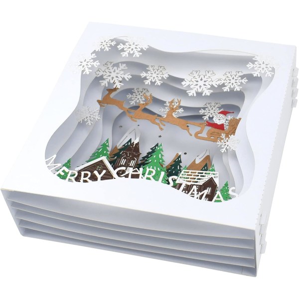 Julkort, 3D-pop-up julkort, handgjorda färgglada firande kort, presentkort med kuvert, för dotter, son, vän (jullåda)