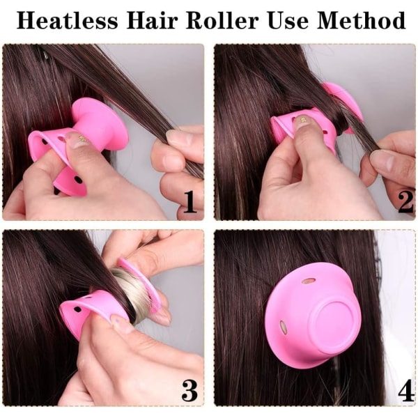 60 st Magic Silicone Hair Rollers No Clip Silikon Curlers Professionell hårstilsverktyg Tillbehör, No Heat Silikon Hårrullare (Rosa)