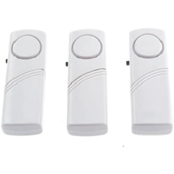 Magnetiskt dörrlarm hem inbrottsskydd dörröppningsinduktion hög decibel stöldskydd - Vit (3-pack)