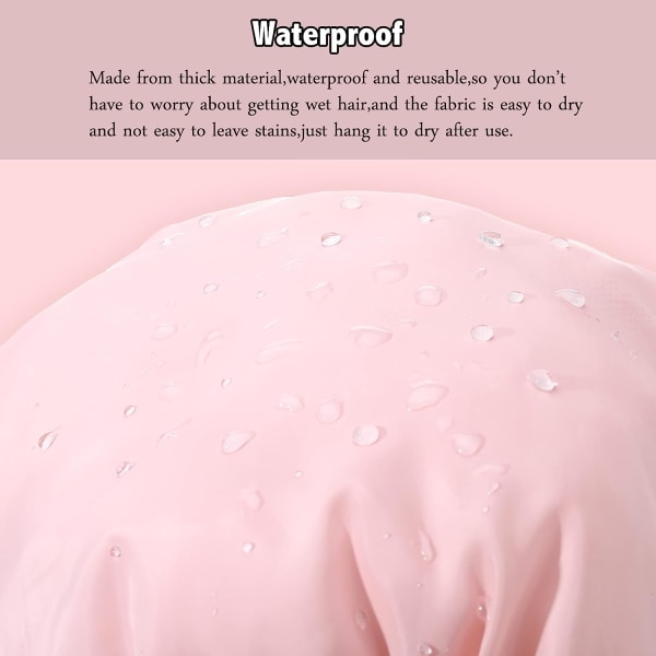 2 stk dusjhetter Justerbar sløyfe Badehårhetter Gjenbrukbar Vanntett Turban Dusjhette Badehette (Rosa, Svart)