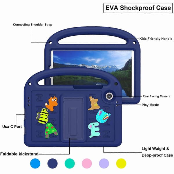 Fodral för Samsung Galaxy Tab A9, tecknad design, stativ, EVA+PC-surfplattsskydd med rem