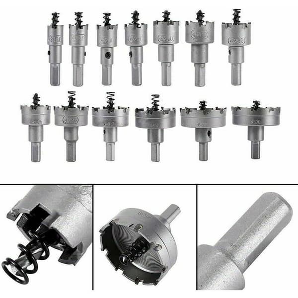 13 stk. hulsavsæt, hulsavsbor, 16 mm 53 mm rustfrit stål hulsav wolframcarbid TCT bor