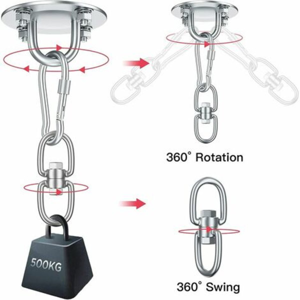 Takkrok Hängande Stol 360° Svängbar krok, Rostfritt Stål Utomhusfäste Upp till 500 kg för Takmontering Hängande Stol Hängmatta Boxningssäck