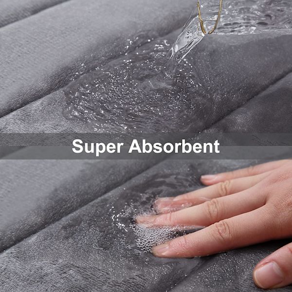 Memory Foam Bløde Bademåtter - Skridsikre Absorberende Badeværelsestæpper Gummibagside Løb