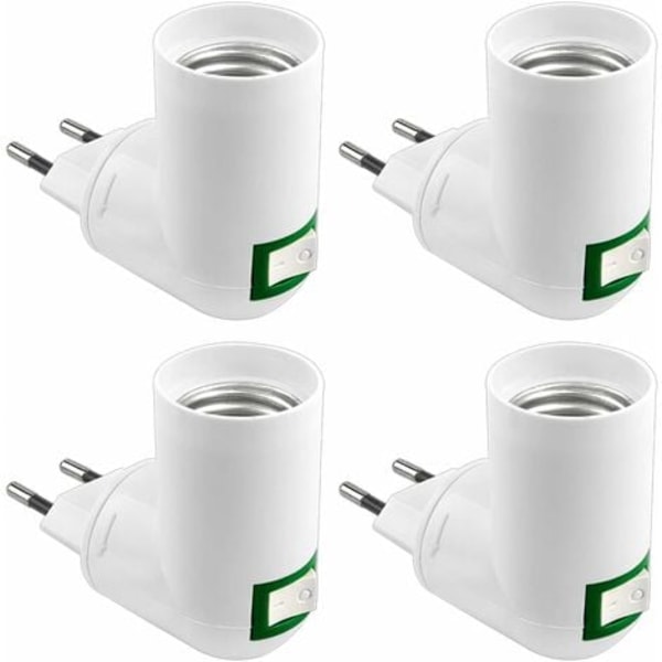 E27-sokkel med trådløs bryter, LED-pæreholder, 220V, E27-adapter for kjøkkenlampe, E27-spotlight nattbordslampe (uten pære), 4-pakning