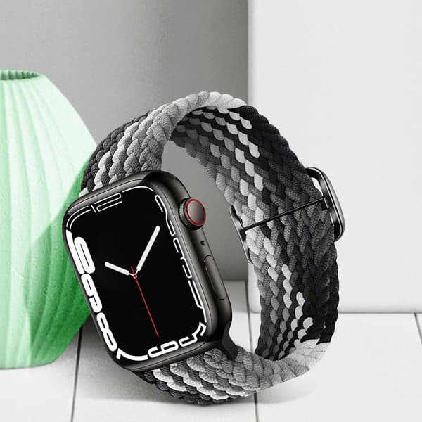 Kompatibel med Apple Watch-armband 41mm / 40mm / 38mm flätat andningsbart nylon mörkgrått