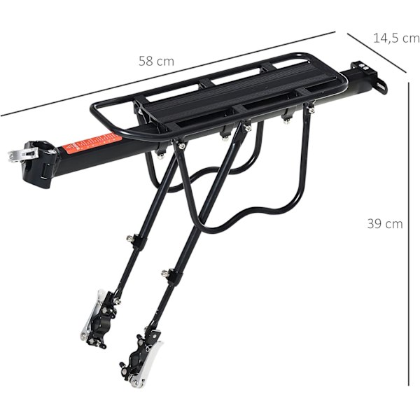 Cykel Bagagebærer - Universal Bagagebærer - Justerbar Cykelopbevaring - Sort