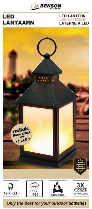 LED-lykt med lavt strømforbruk 10,5×10,5×24 cm