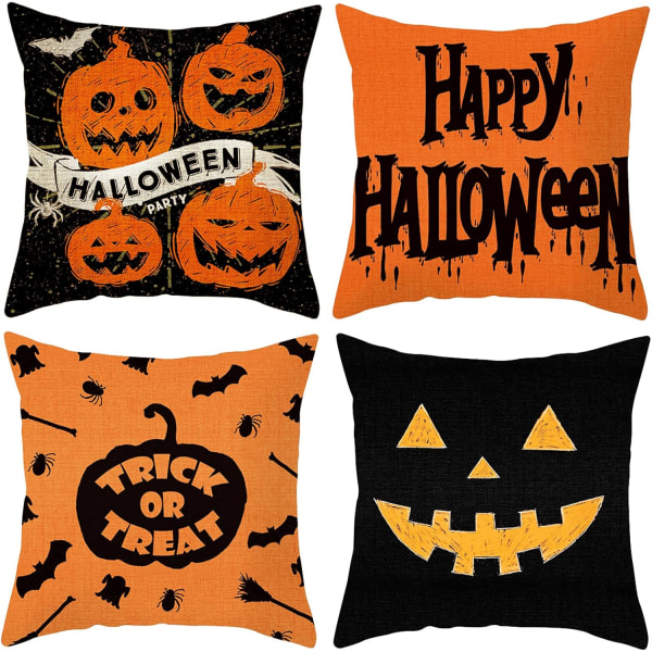 Set Halloween-kuddfodral 45*45cm, fyrkantigt örngottsskydd osynlig dragkedja för soffa sovrum vardagsrum heminredning, 18\"