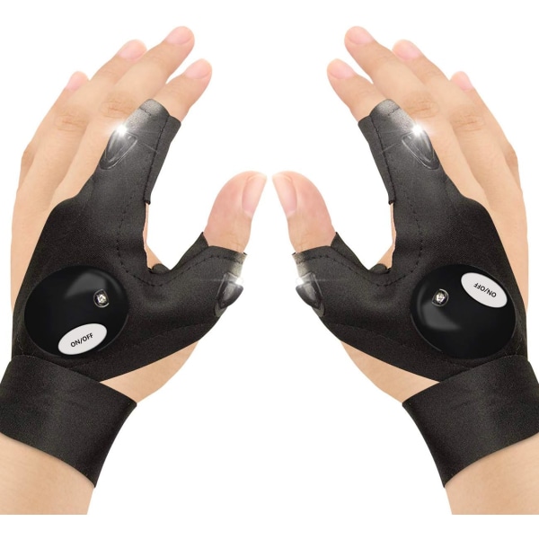 Fiskehandskar med LED-lampa, 2-pack