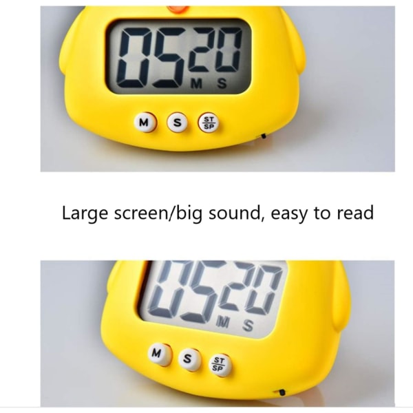 Kjøkken Timer, Digital Matlagingstimer med Magnetisk, LCD Stor Skjerm Visuell Klokke for Matlaging Bake Sport Spill yellow 7.56 x 5.51 x 2.01 inches